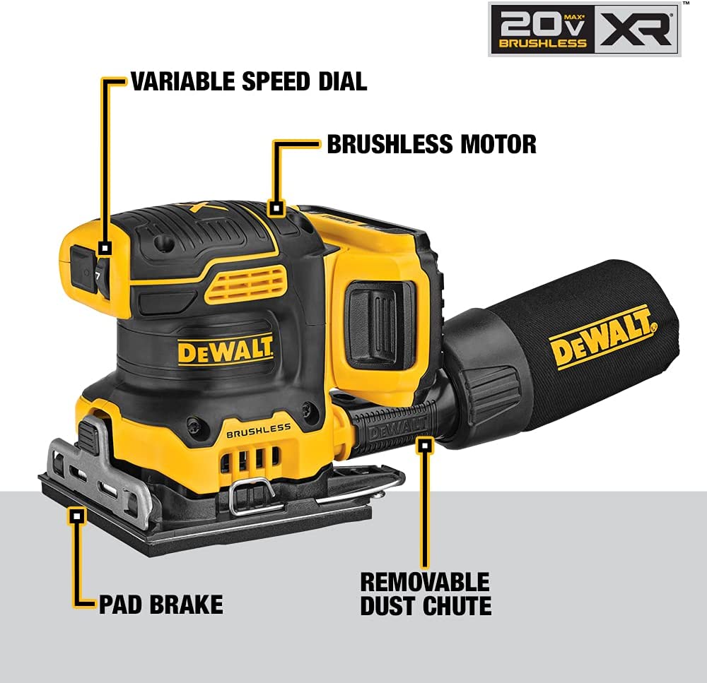 Dewalt DCW200D1 20V Max* Xr® Cordless 1/4 Sheet Variable Speed Sander Kit (2.0 Ah Battery)