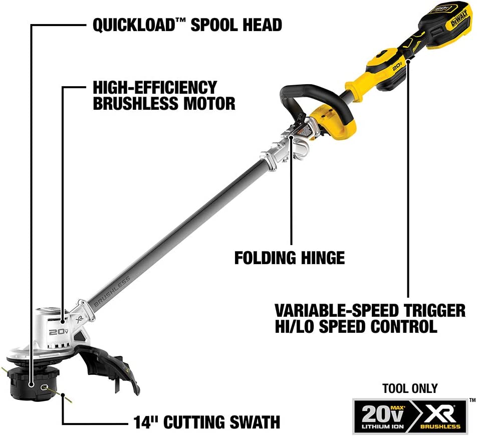 Dewalt DCKO222M1 20V Max* Xr® Brushless 14 In Cordless Folding String Trimmer And Handheld Blower Combo Kit