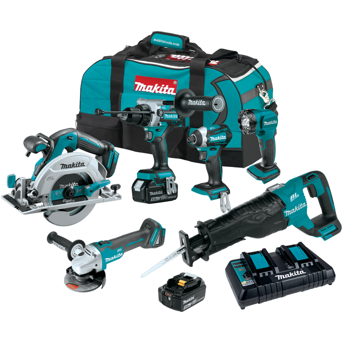 Makita XT616PT 18V LXT® Lithium‑Ion Brushless Cordless 6‑Pc. Combo Kit (5.0Ah)