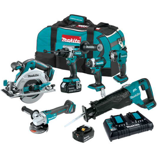 Makita XT616PT 18V LXT® Lithium‑Ion Brushless Cordless 6‑Pc. Combo Kit (5.0Ah)