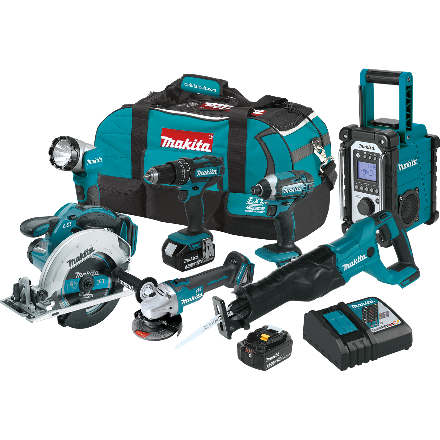 Makita XT704 18V LXT® Lithium‑Ion Cordless 7‑Pc. Combo Kit (3.0Ah)