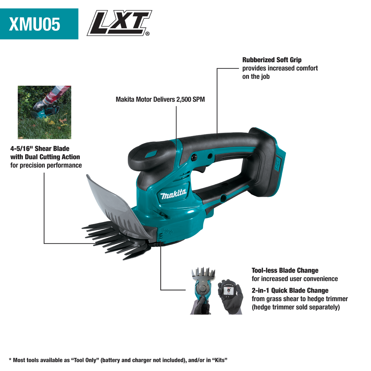 Makita XMU05Z 18V LXT® Lithium‑Ion Cordless 4‑5/16" Grass Shear, Tool Only