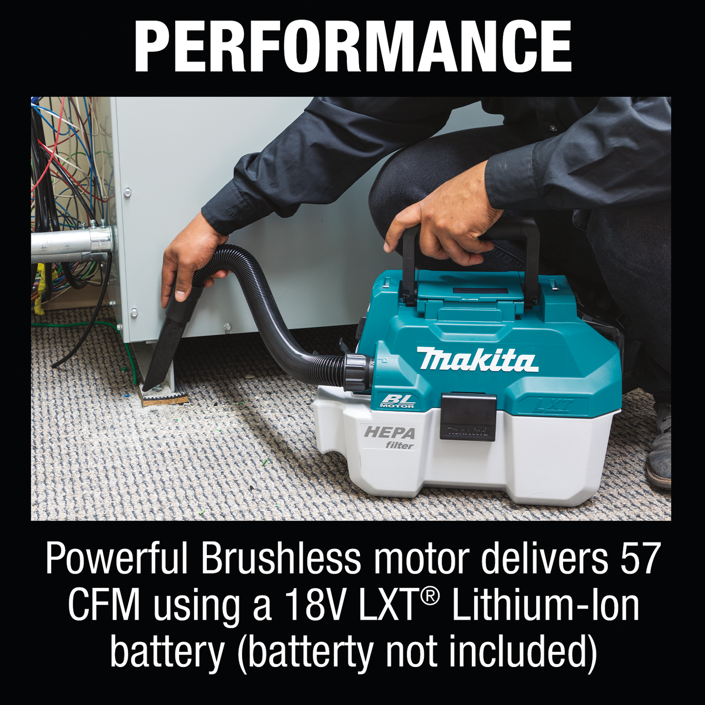 Makita XCV11Z 18V Lxt® Lithiumion Brushless Cordless 2 Gallon Hepa Filter Portable Wet/Dry Dust Extractor/Vacuum, Tool Only