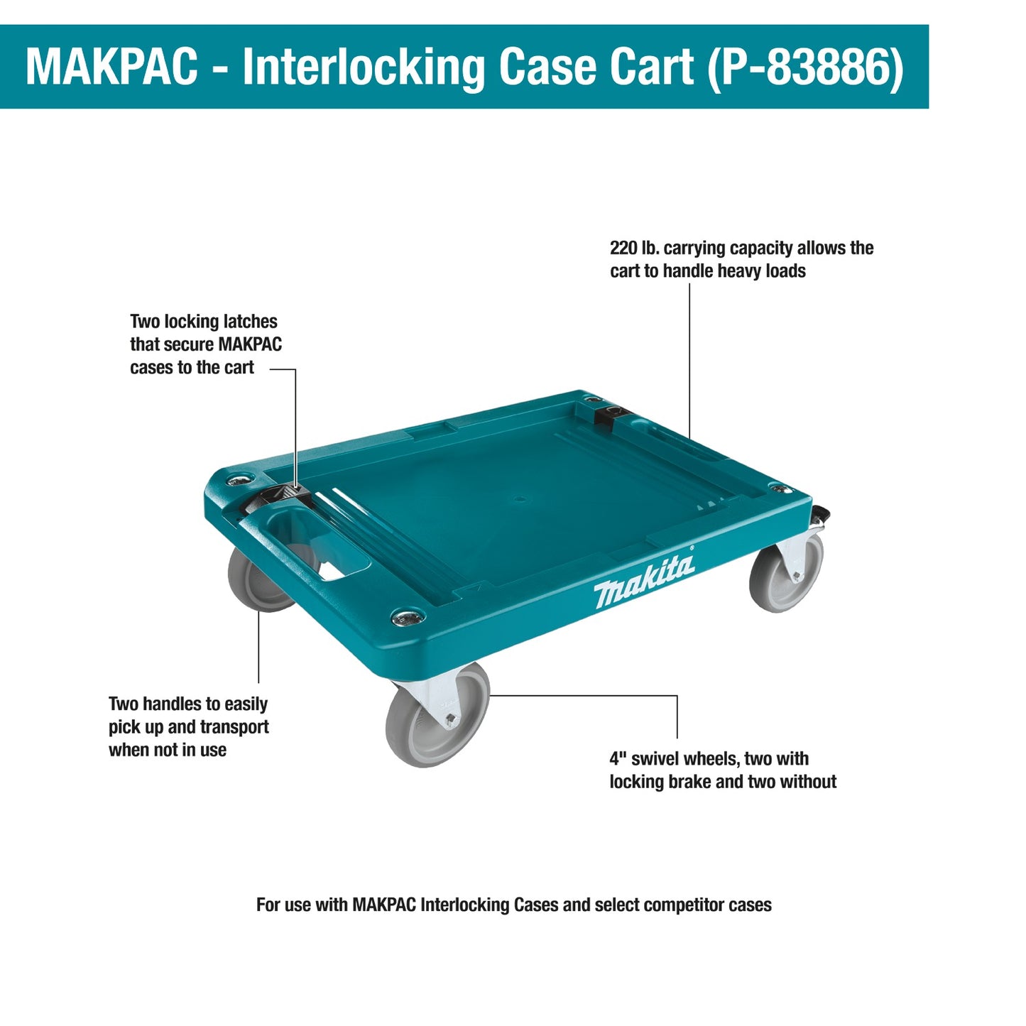 Makita P-83886 MAKPAC Interlocking Case Cart