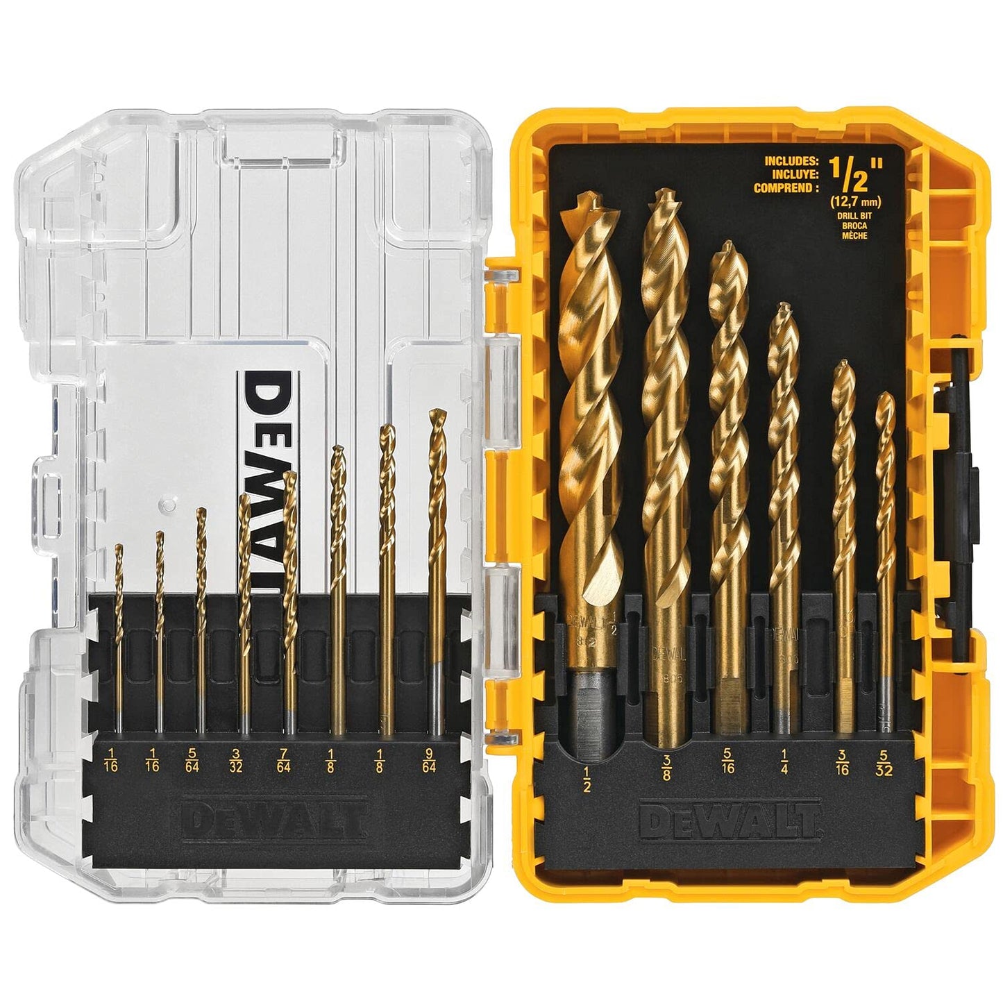 Dewalt DW1354 14Pc Titanium Pp Drill Bit Set W/1/2"