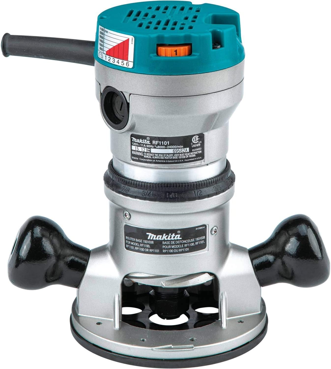 Makita RF1101KIT2 2‑1/4 HP* Router Kit, with Plunge Base