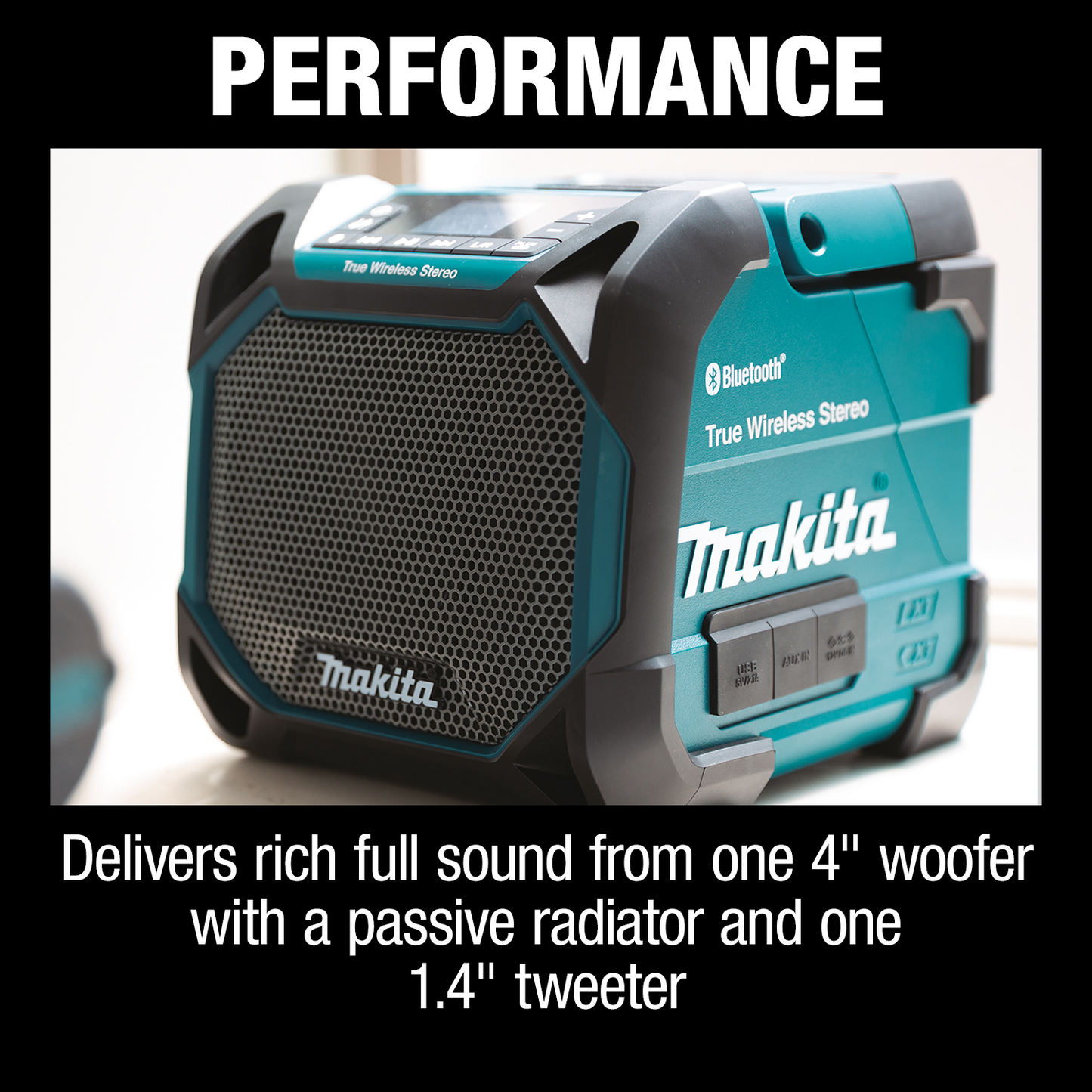 Makita XRM11 18V LXT® / 12V max CXT® Lithium‑Ion Cordless/Corded Bluetooth® Job Site Speaker, Tool Only