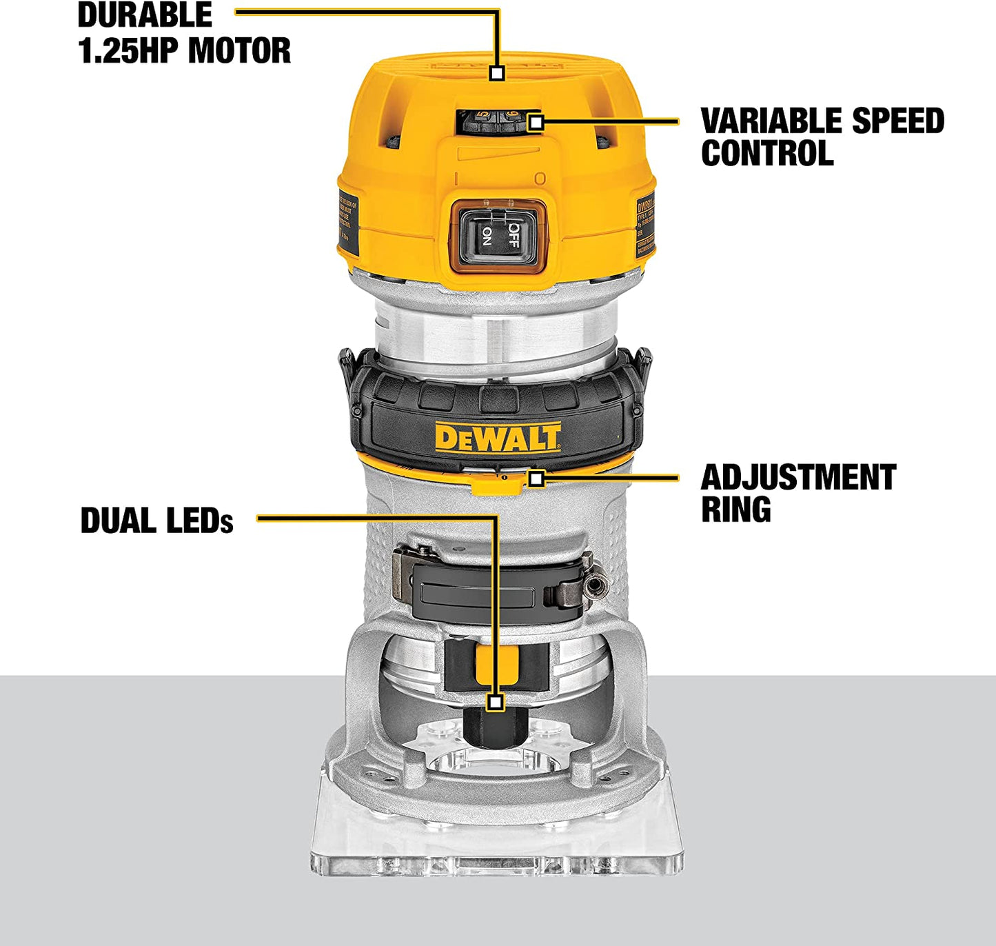 Dewalt DWP611 1-1/4 Hp Max Torque Variable Speed Compact Router