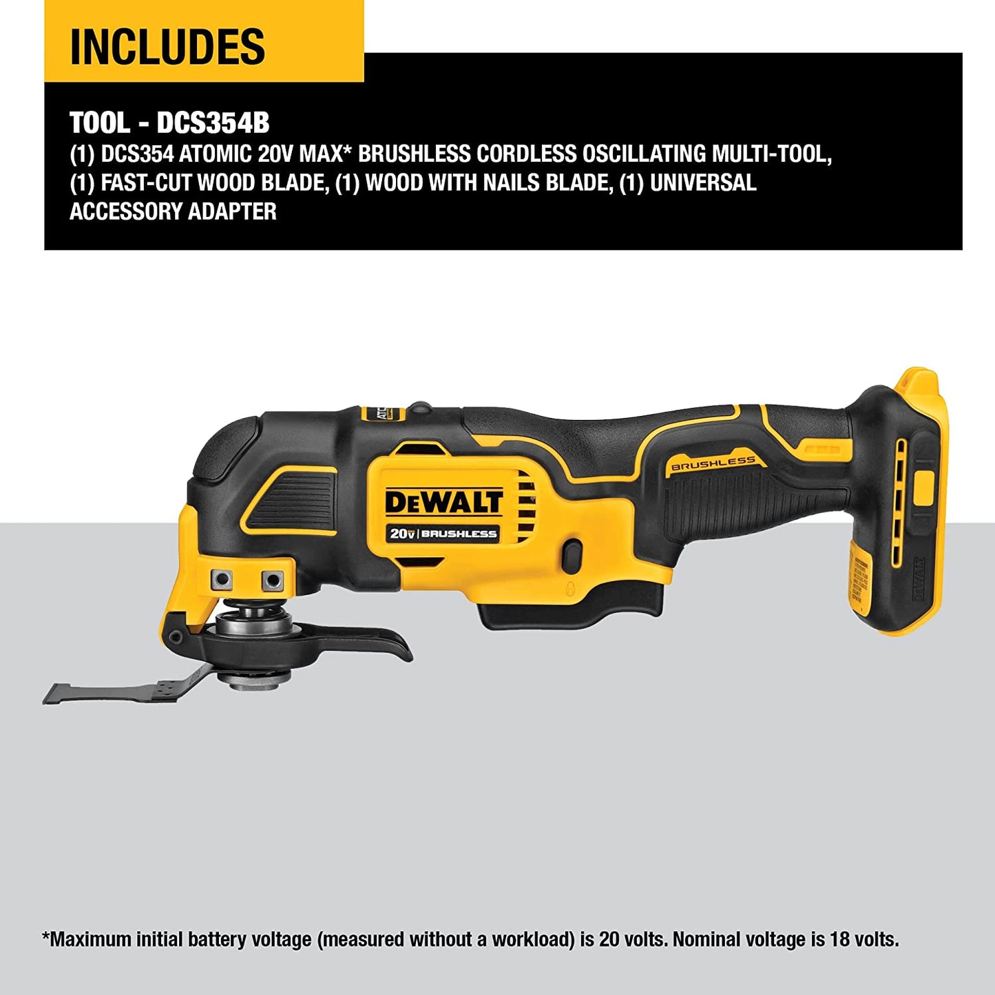 Dewalt DCS354B Atomic 20V Max* Brushless Cordless Oscillating Multi-Tool (Tool Only)