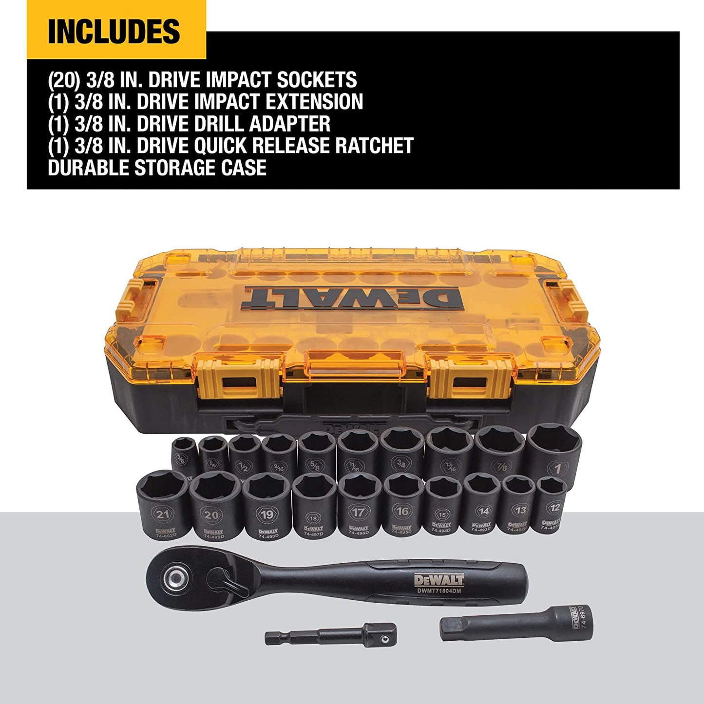 Dewalt DWMT74738 23 Piece 3/8 In. Drive Impact Socket Set