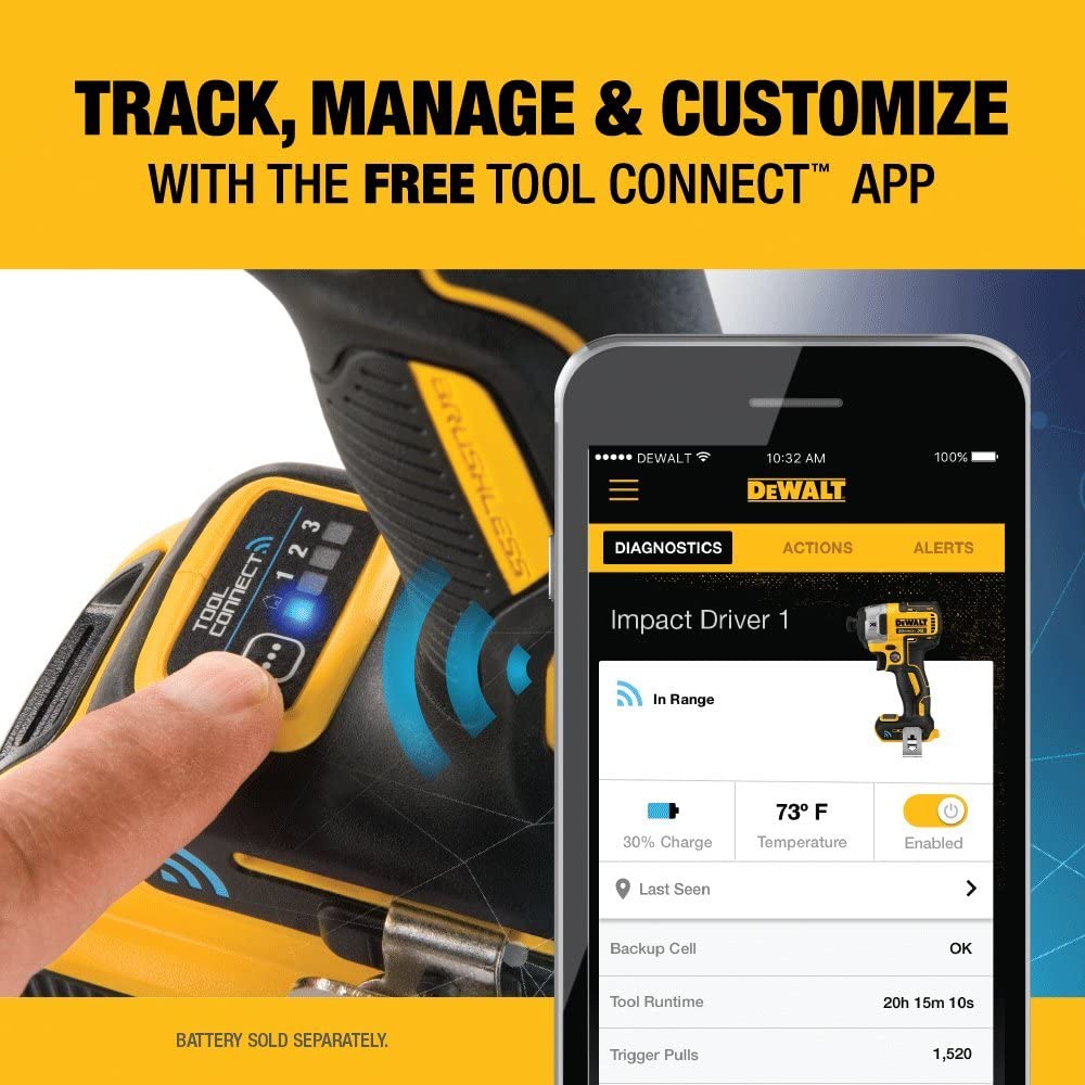 Dewalt DCF888B 20V Max* Xr® Brushless Tool Connect Impact Driver (Tool Only)