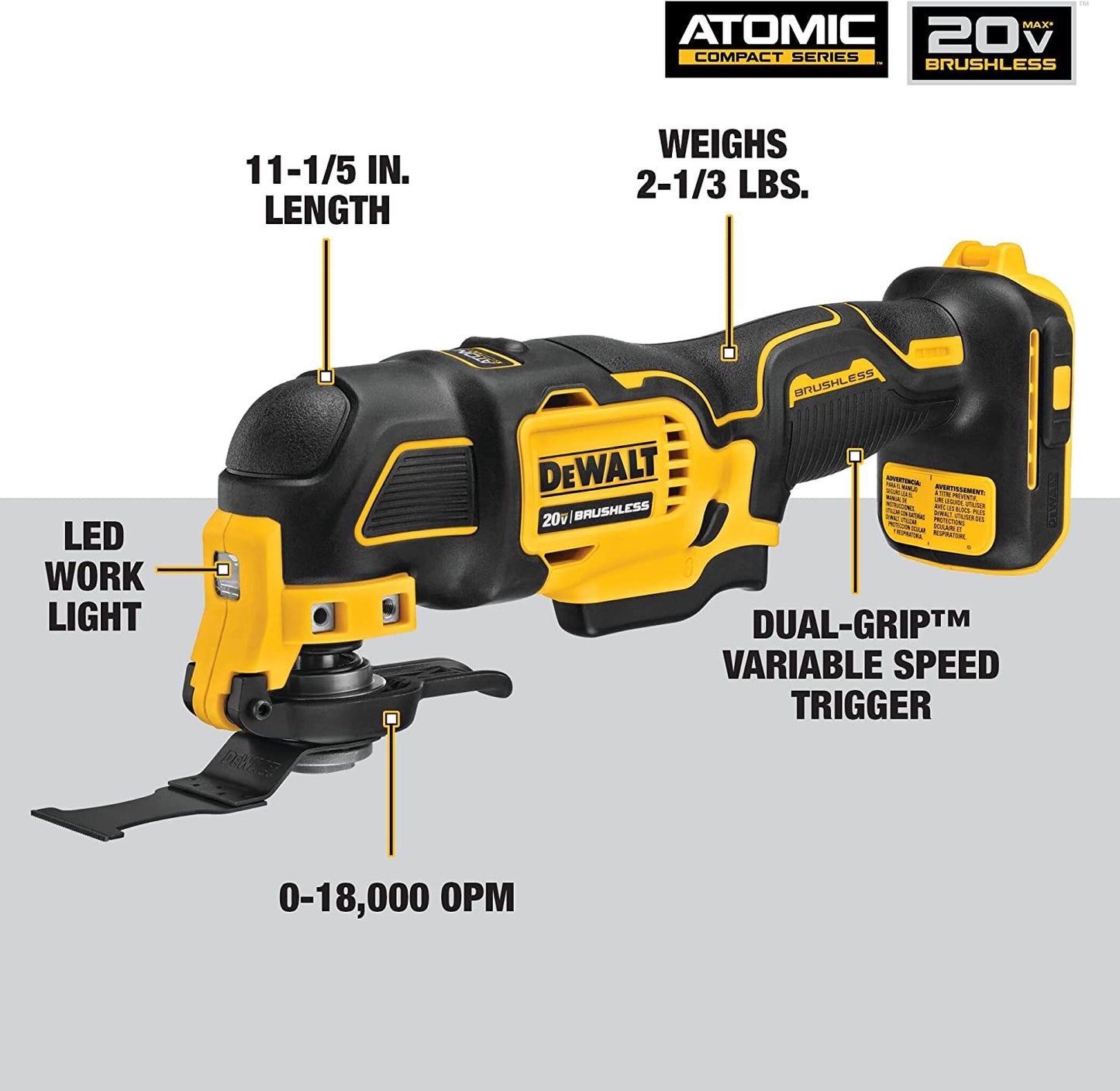 Dewalt DCS354B Atomic 20V Max* Brushless Cordless Oscillating Multi-Tool (Tool Only)