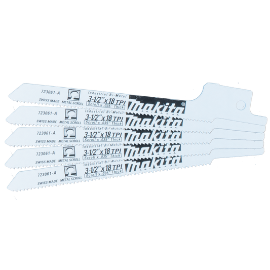 Makita 723061-A-5 3‑1/2" Metal Cutting Recipro Saw Blade, 18TPI, 5/pk