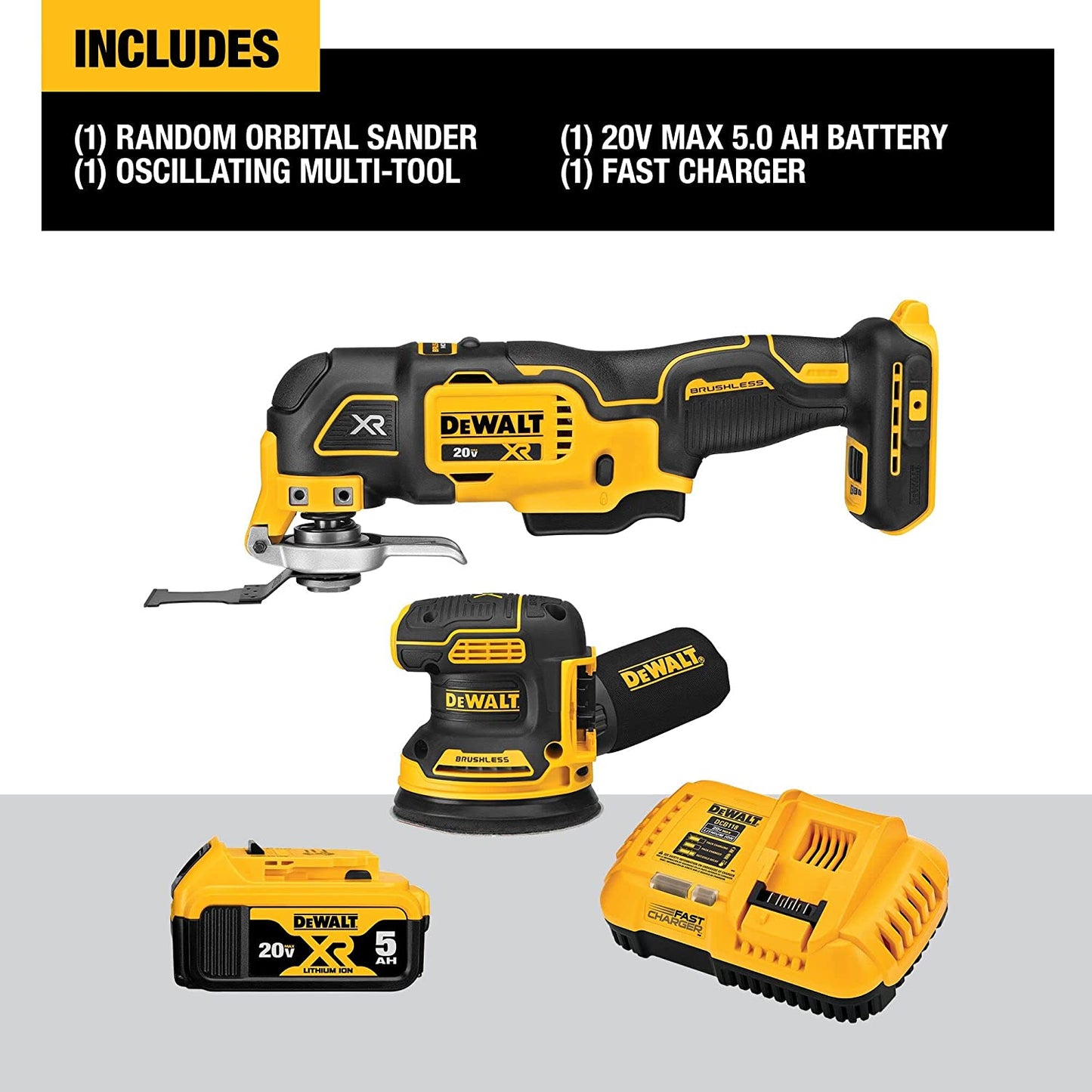 Dewalt DCK202P1 20V Max* Xr® Brushless Cordless 2-Tool Woodworking Kit (Sheet Sander & Multi-Tool)