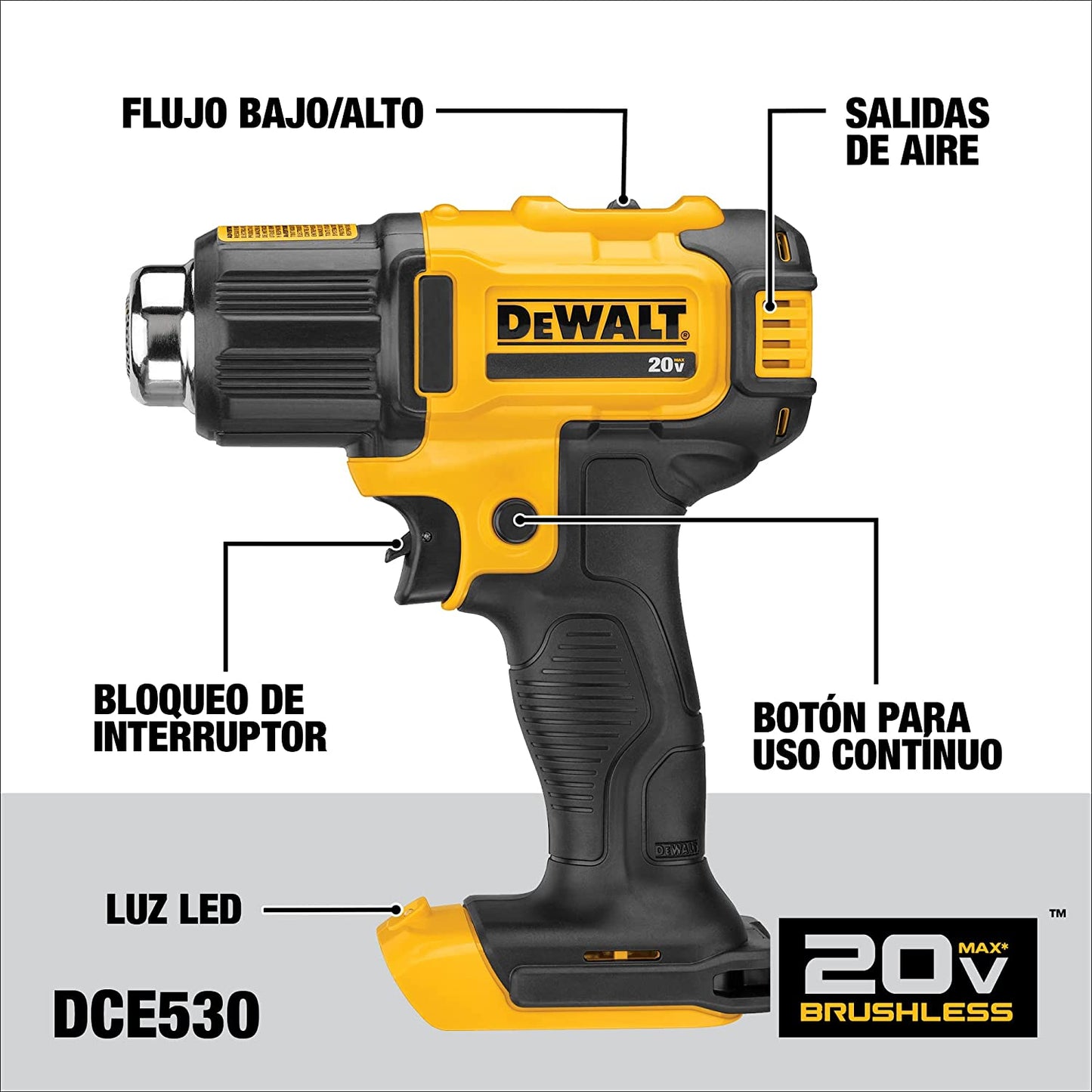 Dewalt DCE530B 20V Max* Cordless Heat Gun (Tool Only)