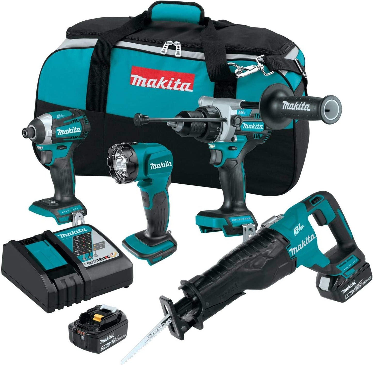 Makita XT453T 18V LXT® Lithium‑Ion Brushless Cordless 4‑Pc. Combo Kit (5.0Ah)