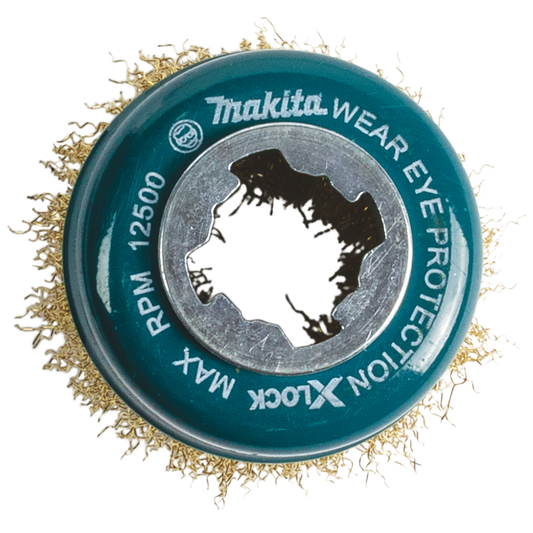 Makita D-72671 X‑LOCK 3" Brass Coated Carbon Steel Crimped Wire Cup Brush