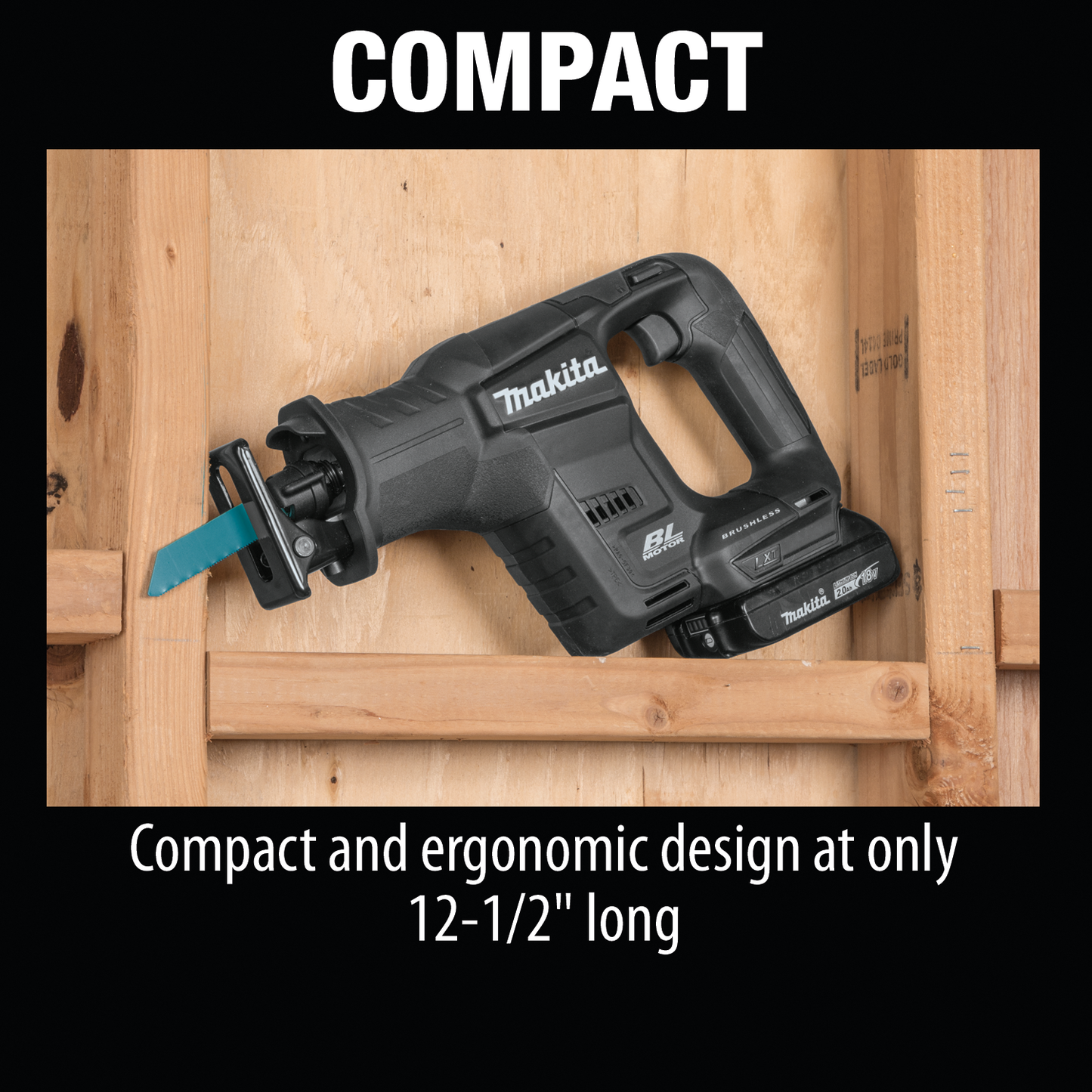 Makita XRJ07R1B 18V LXT® Lithium‑Ion Sub‑Compact Brushless Cordless Recipro Saw Kit (2.0Ah)