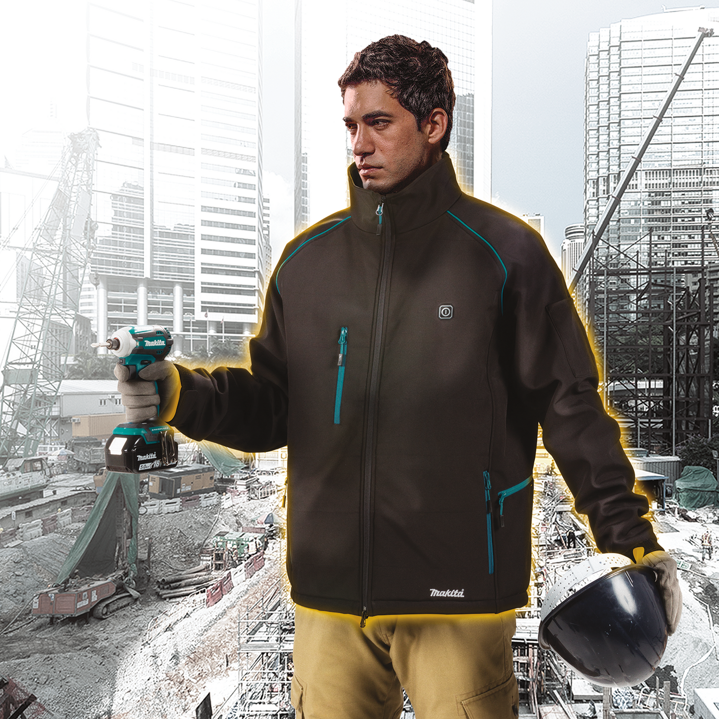 Makita DCJ205ZL 18V LXT® Lithium‑Ion Cordless Heated Jacket, Jacket Only (Black, L)