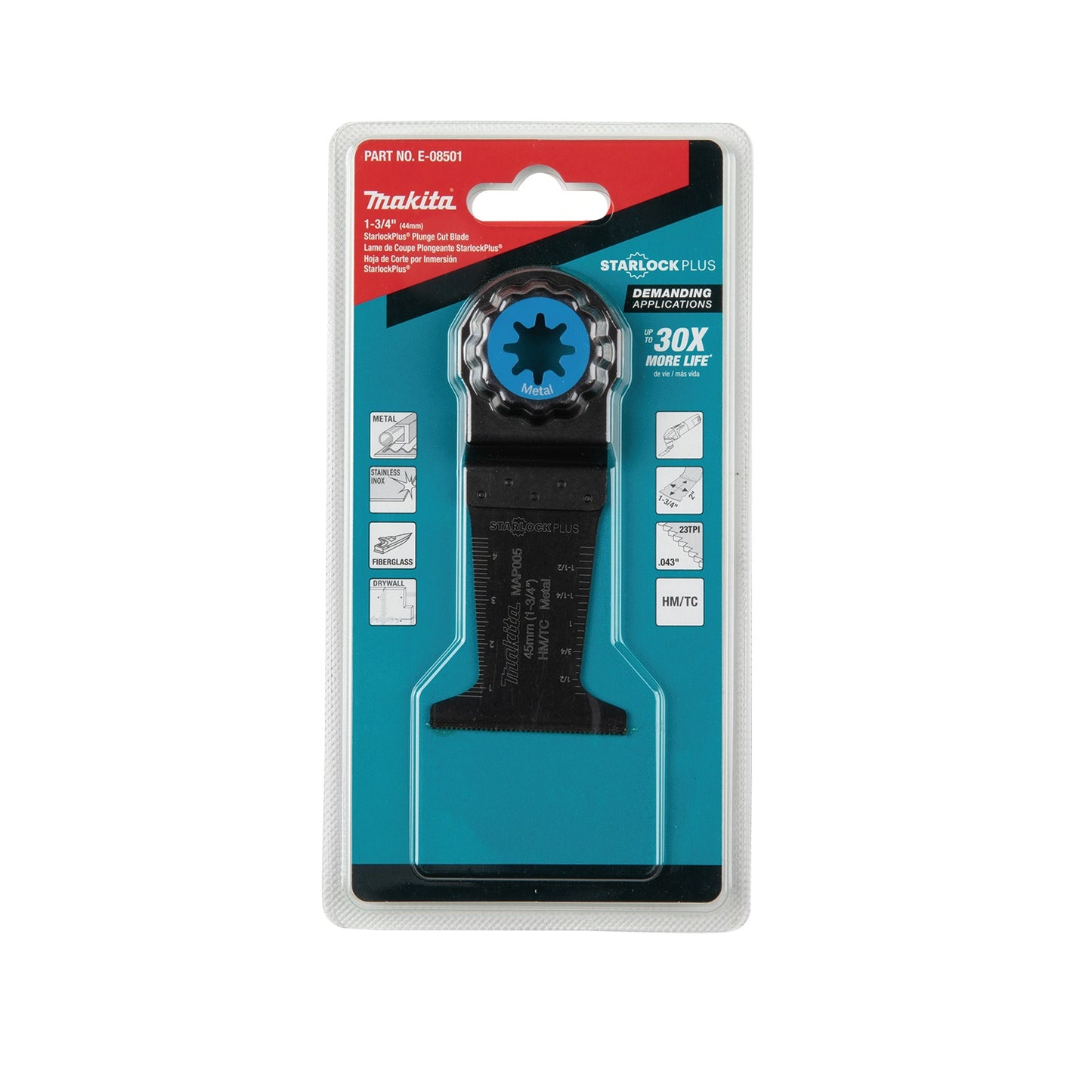 Makita E-08501 StarlockPlus® Oscillating Multi‑Tool 1‑3/4" Hard Metal with Tungsten Carbide Teeth Plunge Cut Blade for Metal Cutting