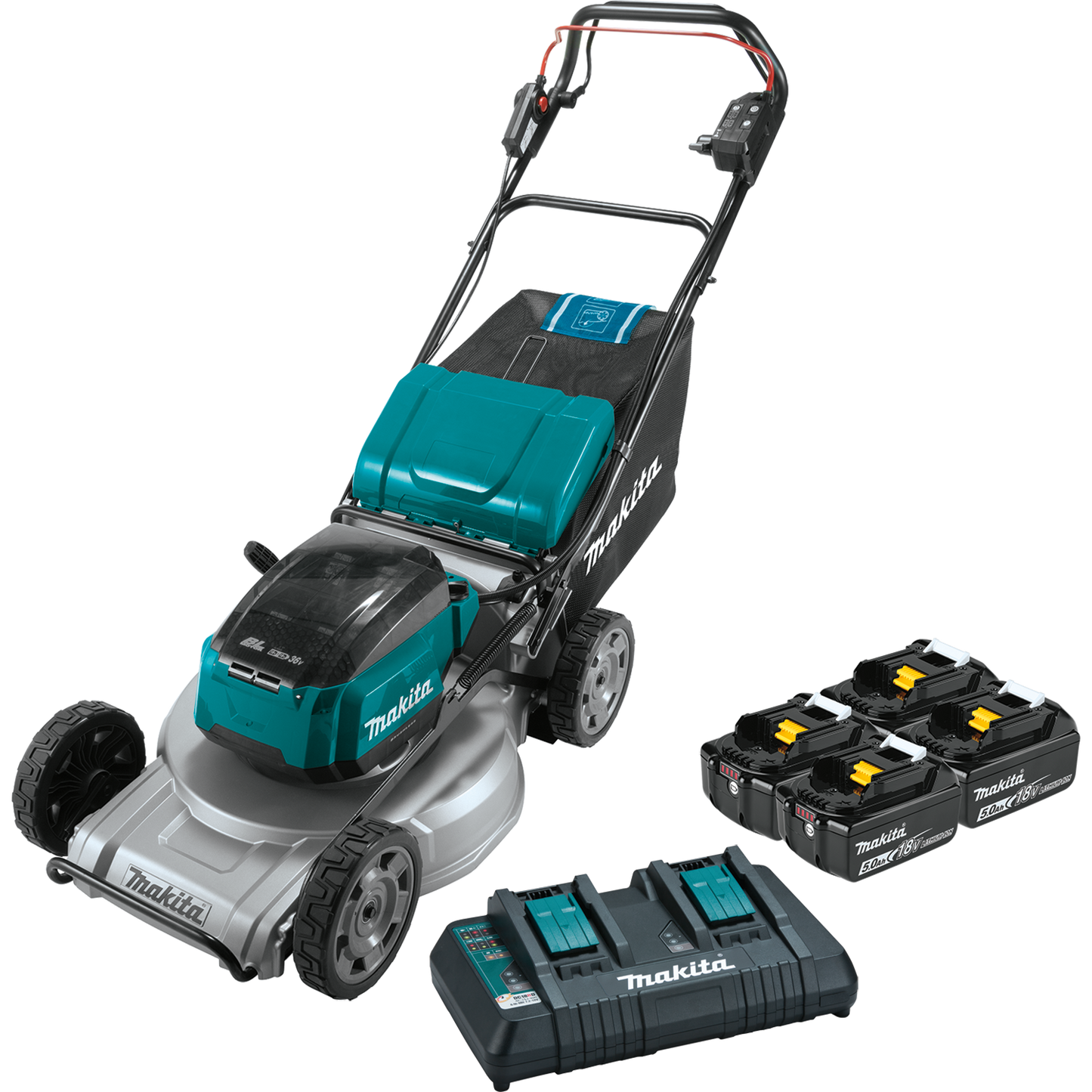 Makita XML09PT1 36V (18V X2) LXT® Brushless 21" Self‑Propelled Commercial Lawn Mower Kit with 4 Batteries (5.0Ah)