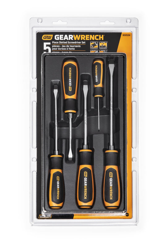 Gearwrench 80053H 5 Piece Slotted/Cabinet Dual Material Screwdriver Set