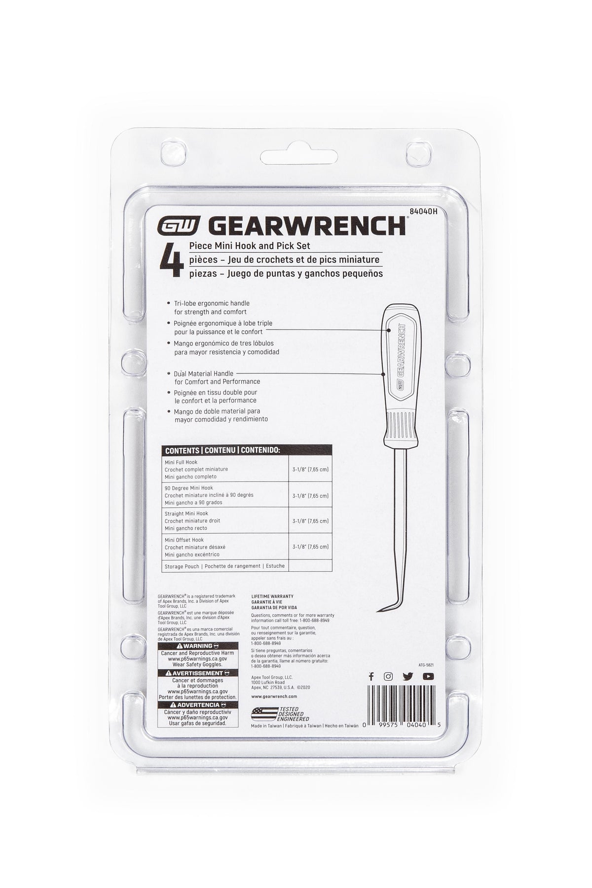 Gearwrench 84040H 4 Piece Mini Hook & Pick Set