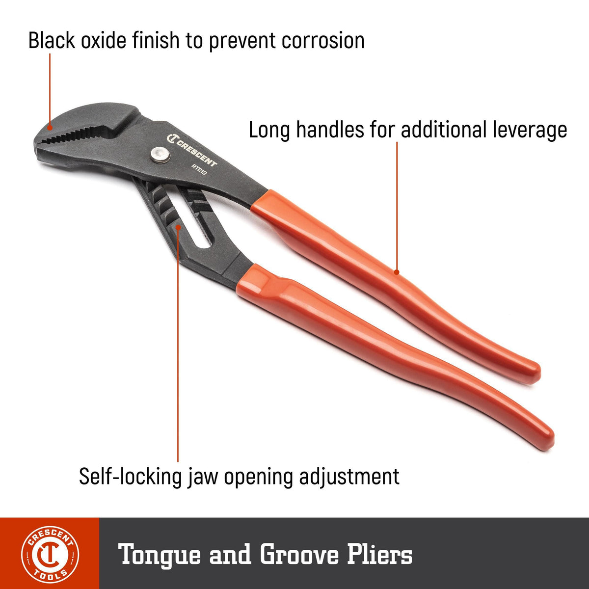 Crescent RT27CVN-05 7" Straight Jaw Dipped Handle Tongue and Groove Pliers