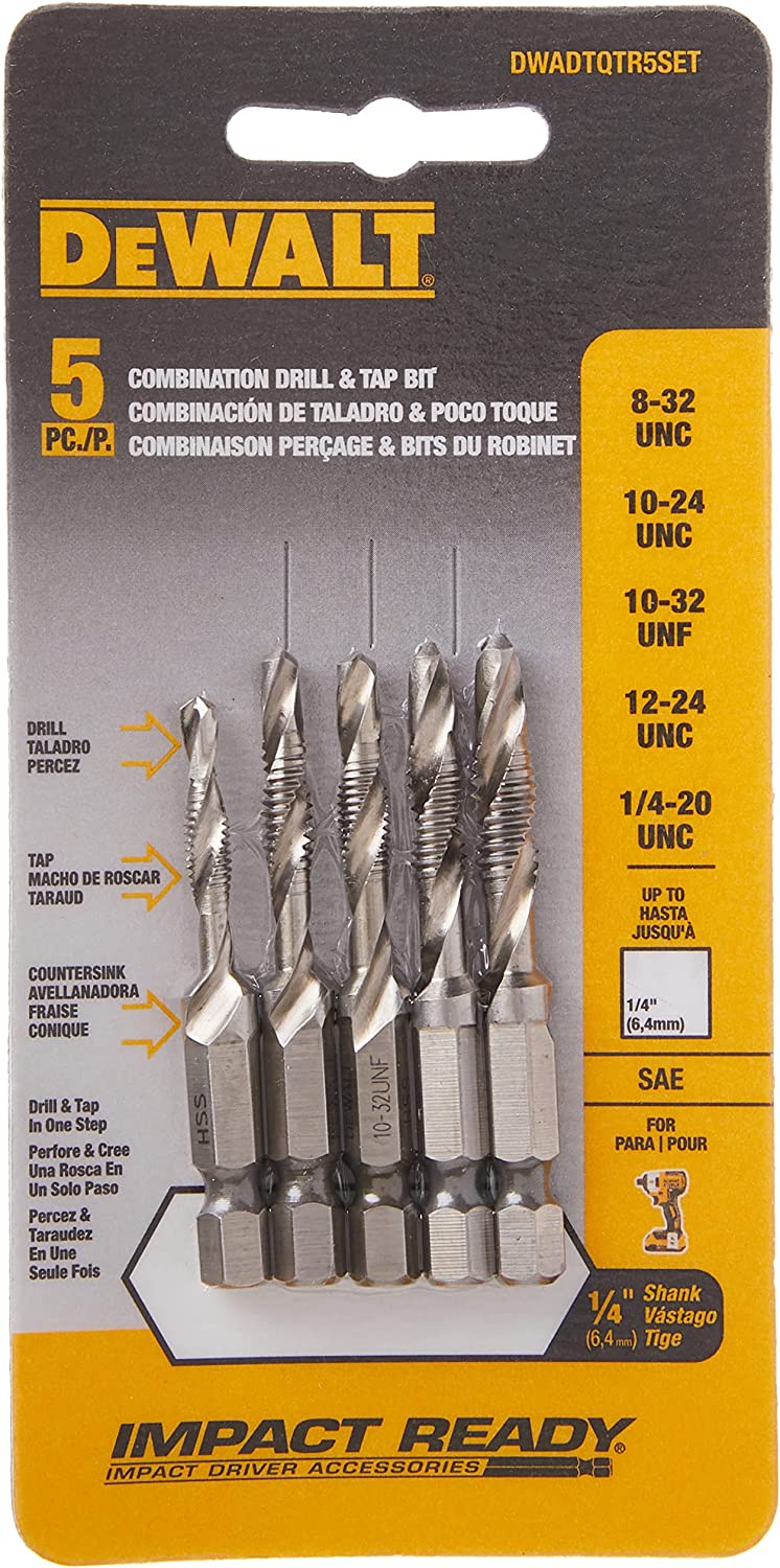 Dewalt DWADTQTR5SET Drill Tap Set 1/4" Capacity (5 Pc)