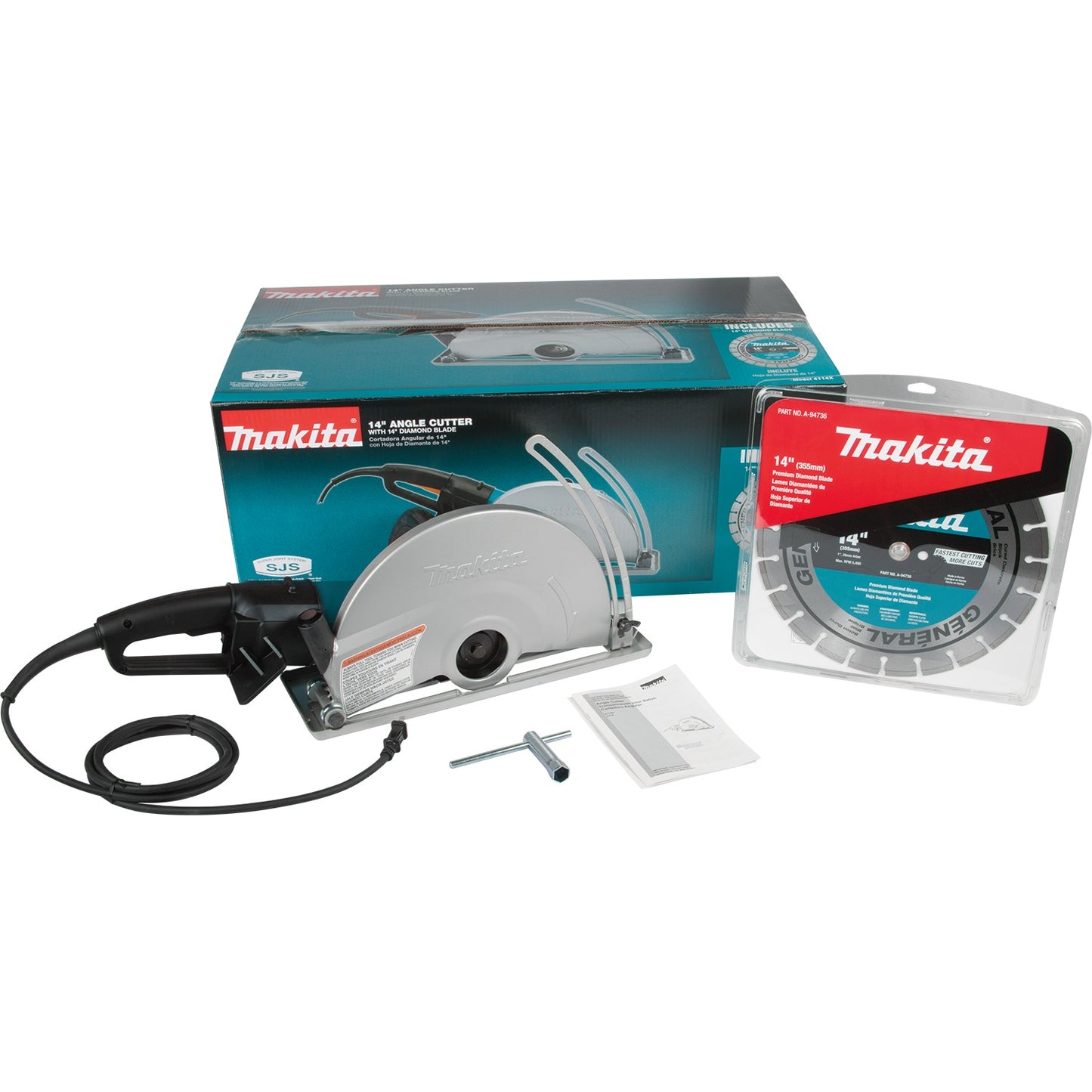 Makita 4114X 14" SJS™ Electric Angle Cutter, with 14" Diamond Blade