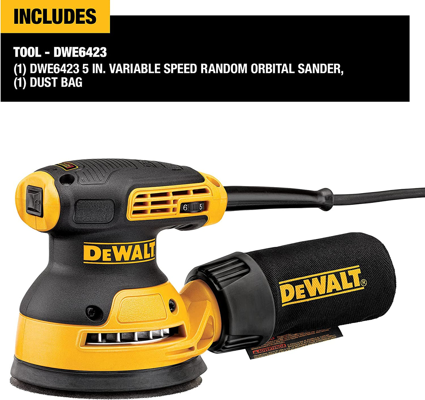 Dewalt DWE6423 5 In. Variable-Speed Random Orbit Sander