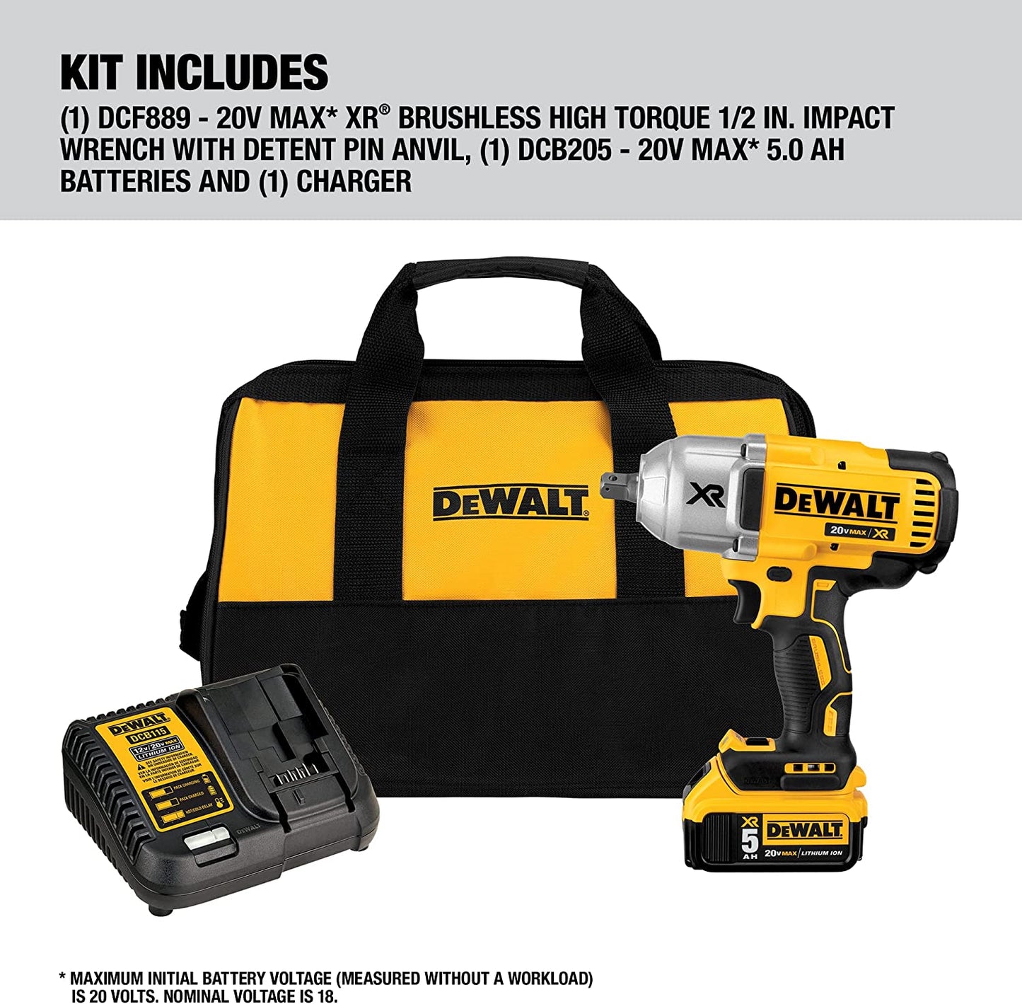 Dewalt DCF899P1 20V Max* Xr® High Torque 1/2 In Cordless Impact Wrench With Detent Pin Anvil Kit