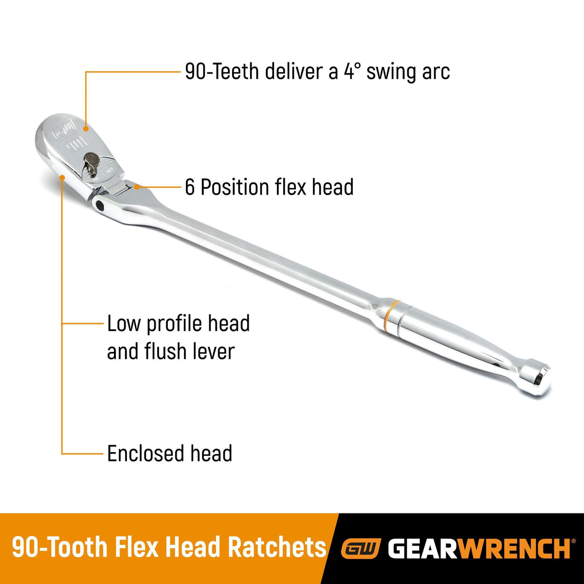 Gearwrench 81215T 3/8" Drive 90-Tooth Flex Head Teardrop Ratchet 11"