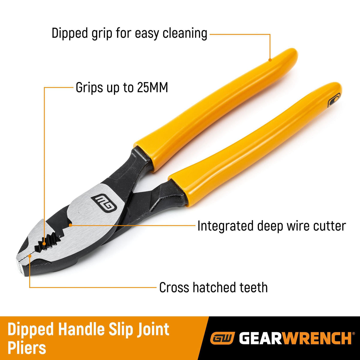 Gearwrench 82174 6" PITBULL Dipped Handle Slip Joint Pliers