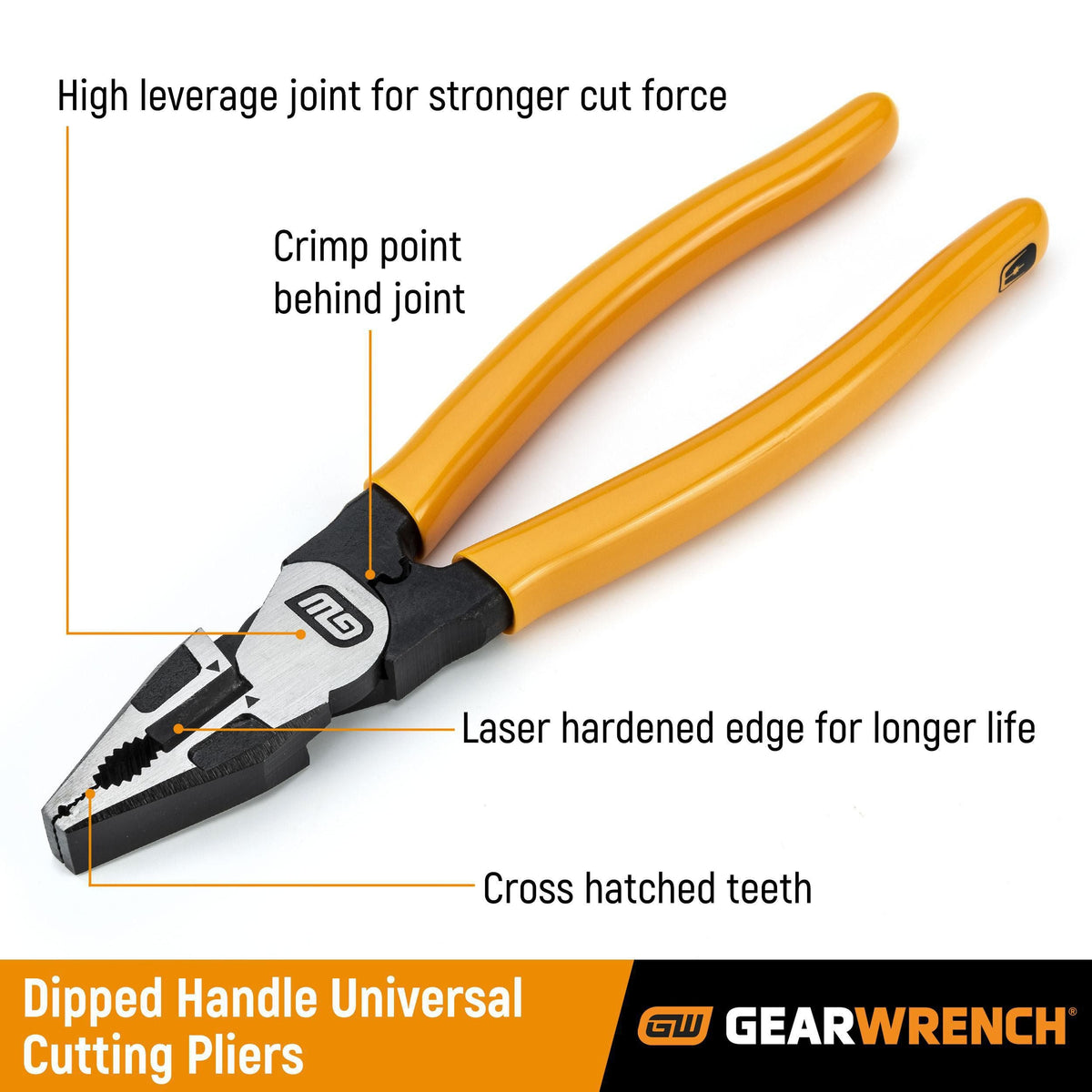 Gearwrench 82182 8" PITBULL Dipped Handle Universal Cutting Pliers
