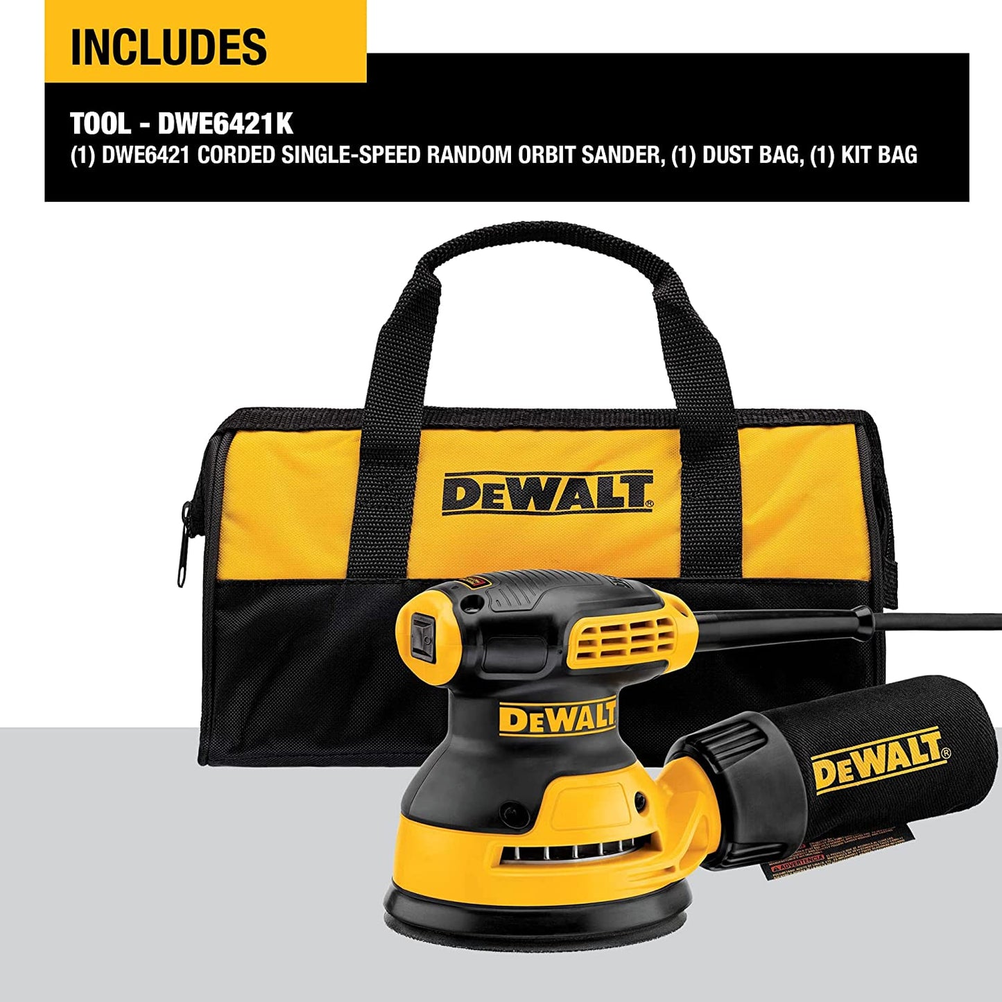 Dewalt DWE6421K 5 In. Single Speed Random Orbit Sander Kit - H&L Pad