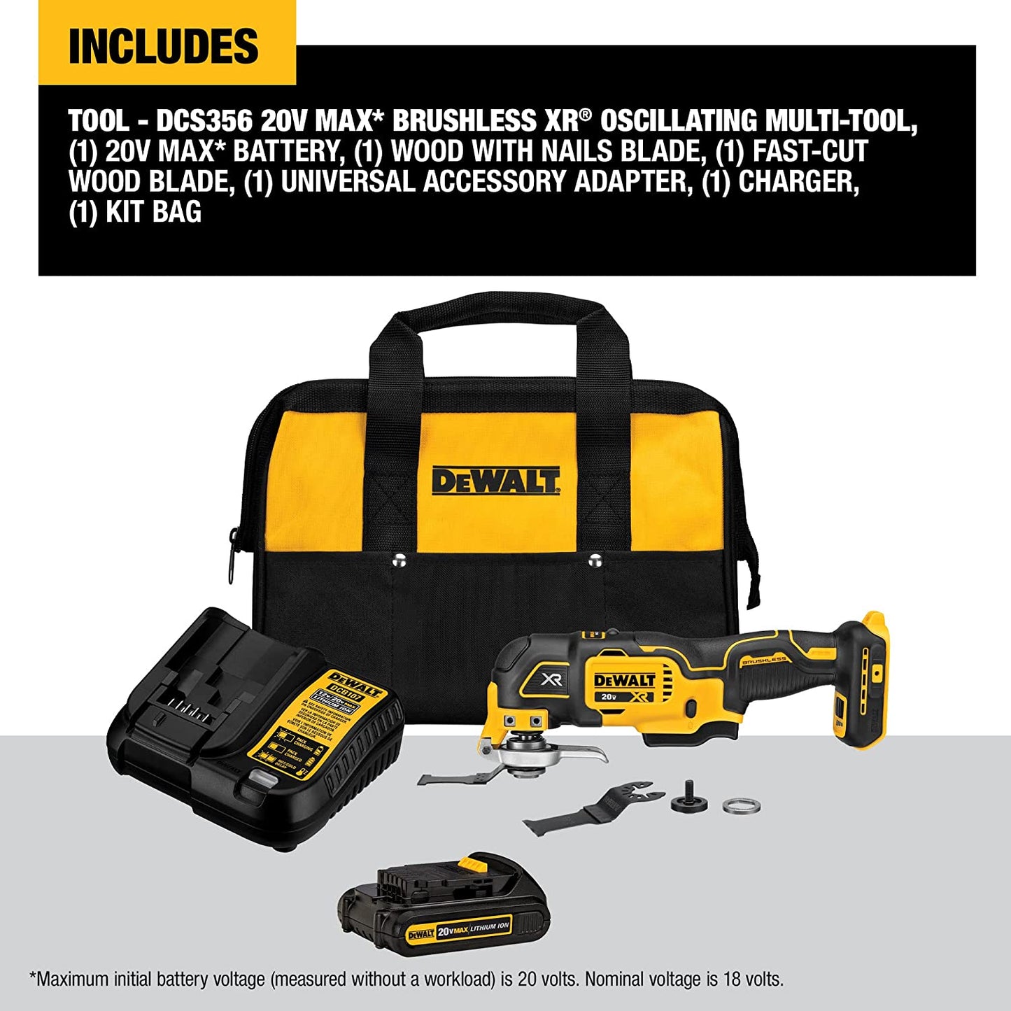 Dewalt DCS356C1 20V Max* Xr® 3-Speed Cordless Oscillating Multi-Tool Kit