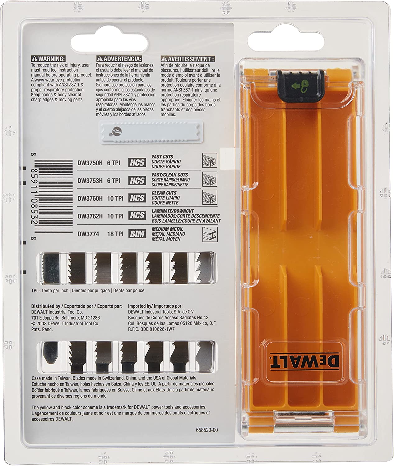 Dewalt DW3741C T-Shank Jig Saw Blade Set With Case (10 Pc)