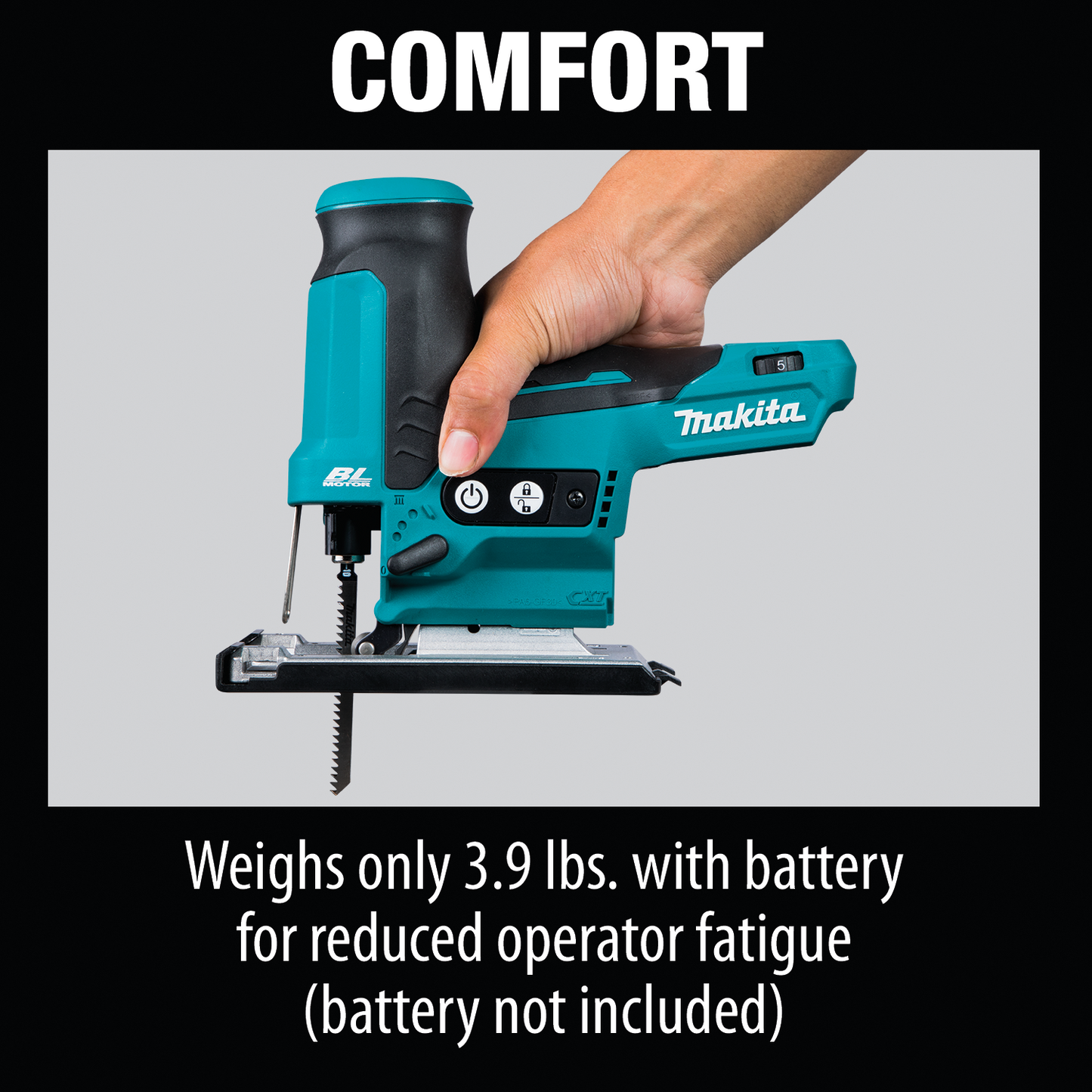 Makita VJ05Z 12V max CXT® Lithium‑Ion Brushless Cordless Barrel Grip Jig Saw, Tool Only