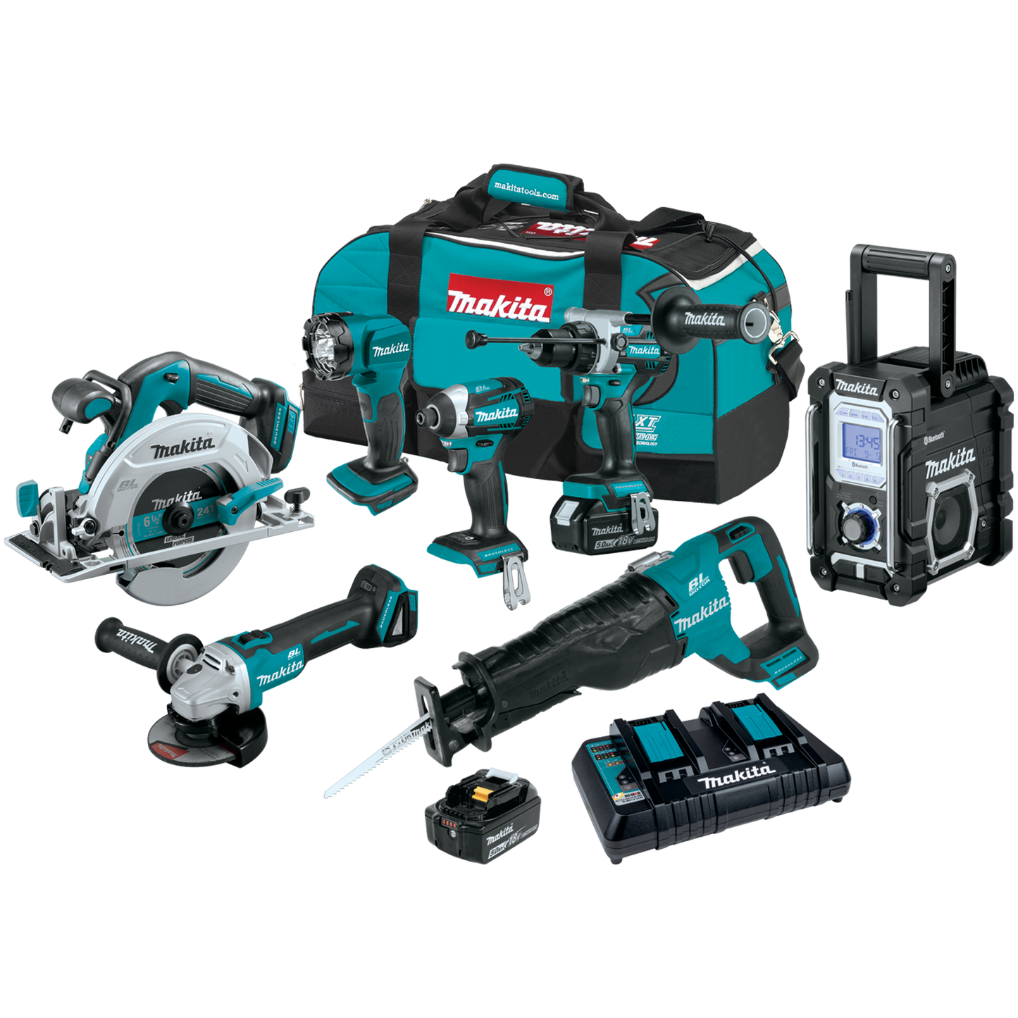 Makita XT707PT 18V LXT® Lithium‑Ion Brushless Cordless 7‑Pc. Combo Kit (5.0Ah)