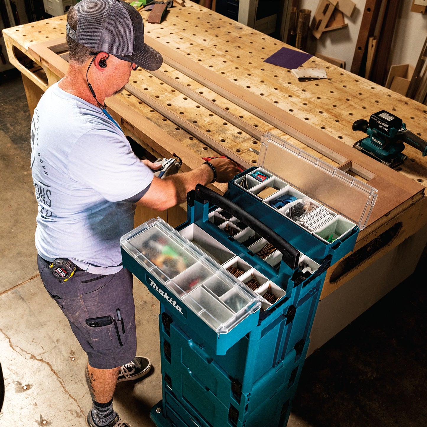Makita P-84137 MAKPAC Interlocking Storage Box with Inserts, 6‑1/2" x 15‑1/4" x 11‑5/8"