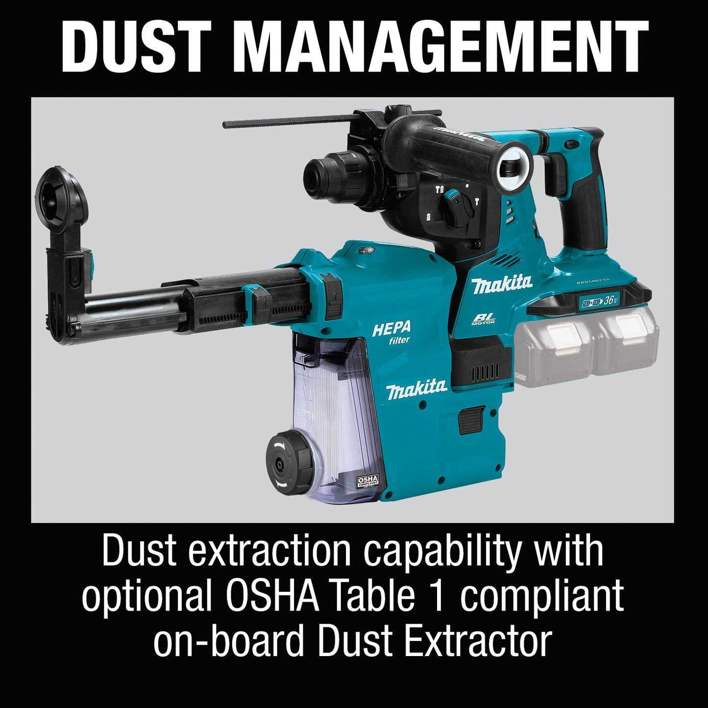 Makita XRH08Z 36V (18V X2) LXT® Brushless 1‑1/8" SDS‑PLUS AVT® Rotary Hammer, Tool Only