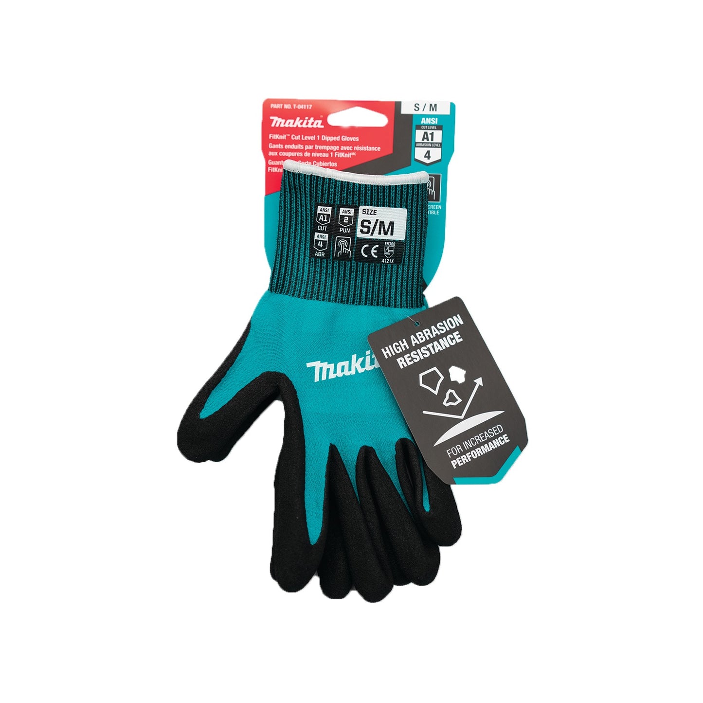 Makita T-04117 FitKnit™ Cut Level 1 Nitrile Coated Dipped Gloves (Small/Medium)