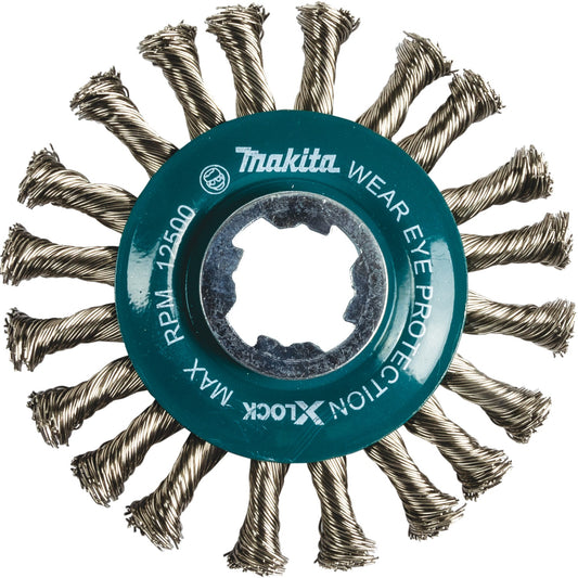 Makita D-72590 X‑LOCK 4‑1/2" Stainless Steel Full Cable Knotted Twist Wire Wheel
