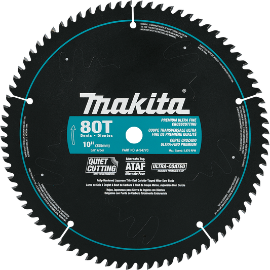 Makita A-94770 10" 80T Ultra‑Coated Miter Saw Blade