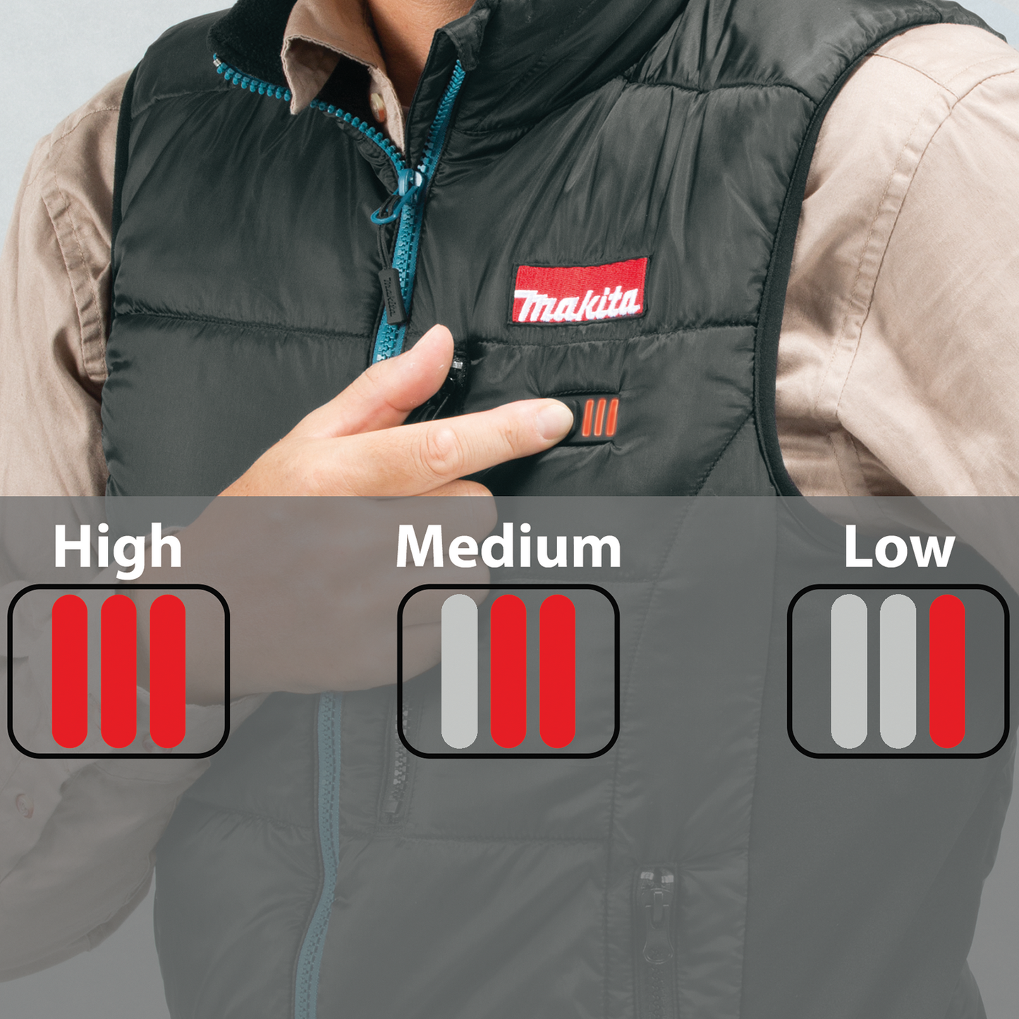 Makita DCV200ZXL 18V LXT® Lithium‑Ion Cordless Heated Vest, Vest Only (Black, XL)