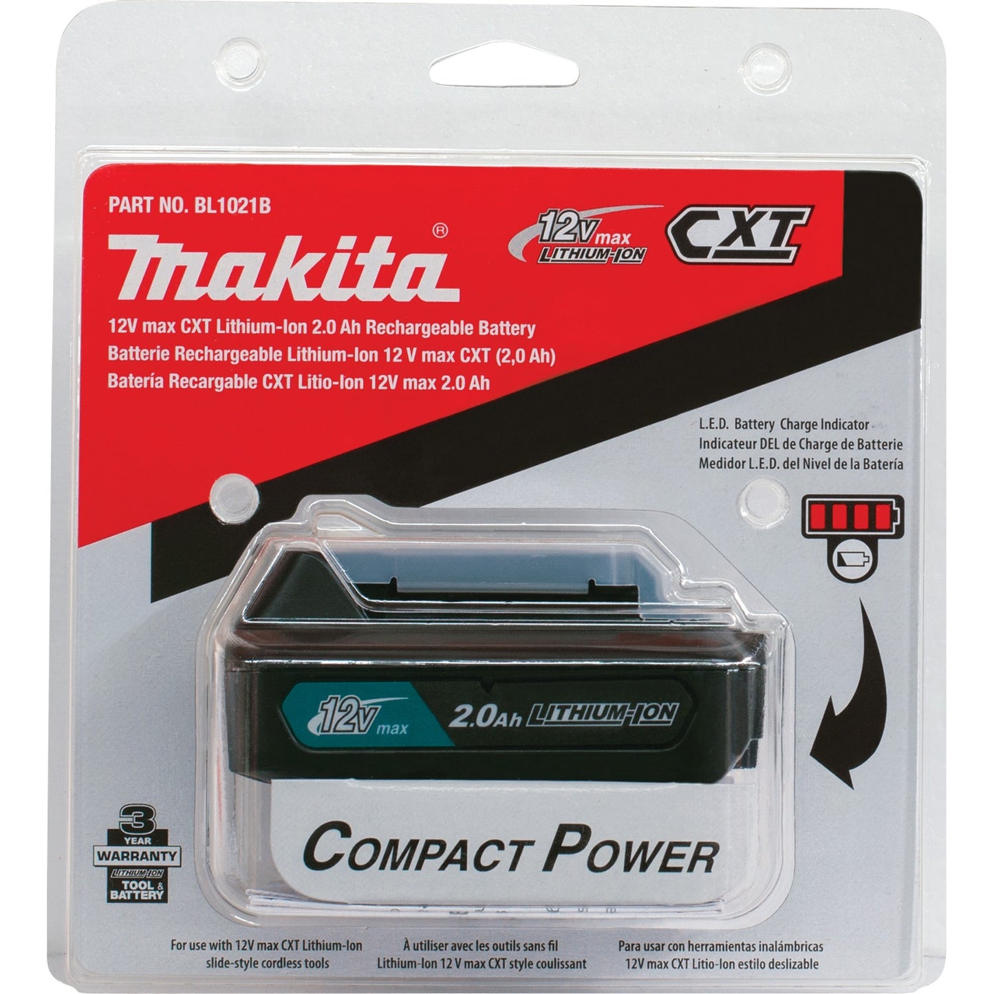 Makita BL1021B 12V max CXT® Lithium‑Ion 2.0Ah Battery