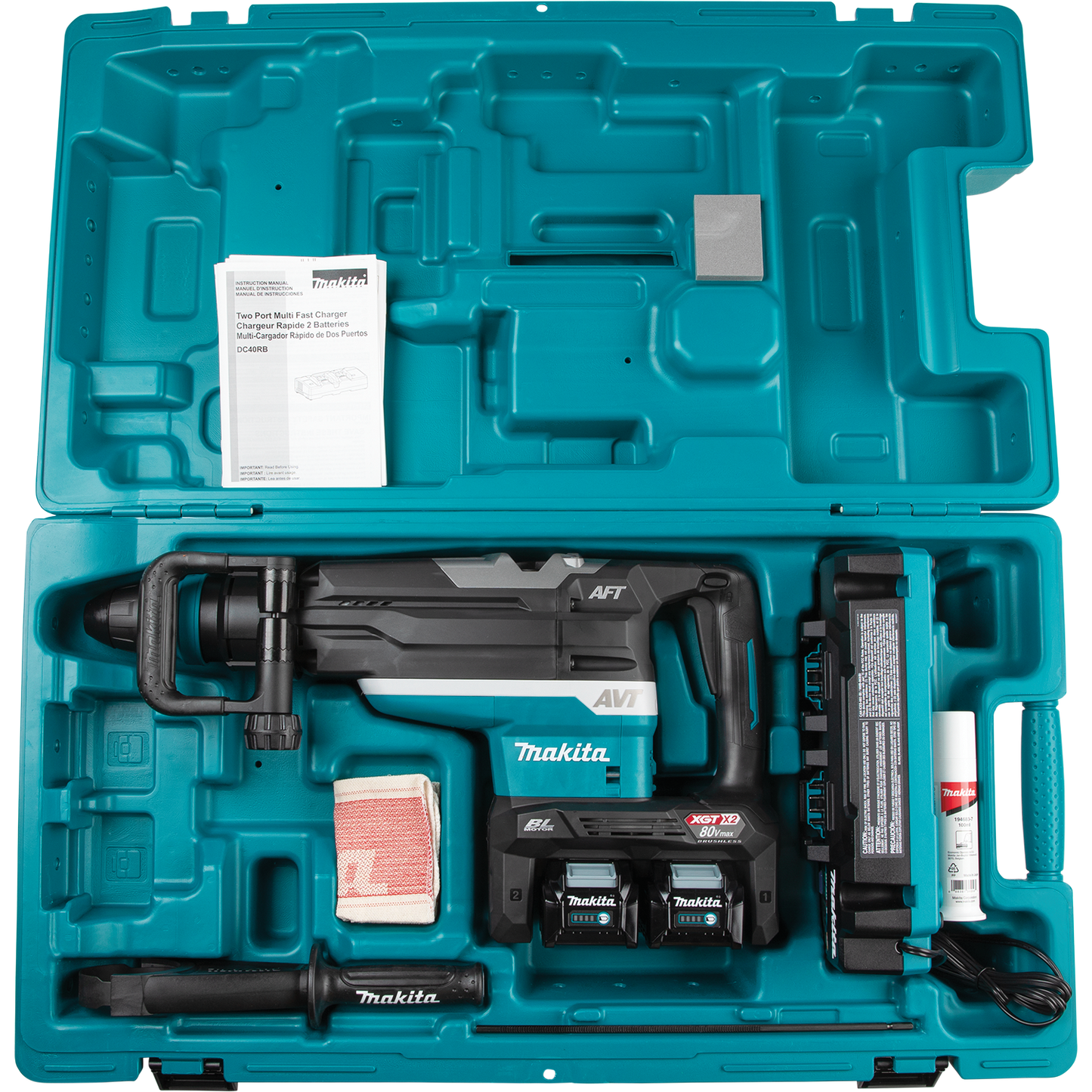 Makita GRH06PM 80V max (40V max X2) XGT® Brushless 2" SDS‑MAX AVT® Rotary Hammer Kit, AFT®, AWS® Capable (4.0Ah)