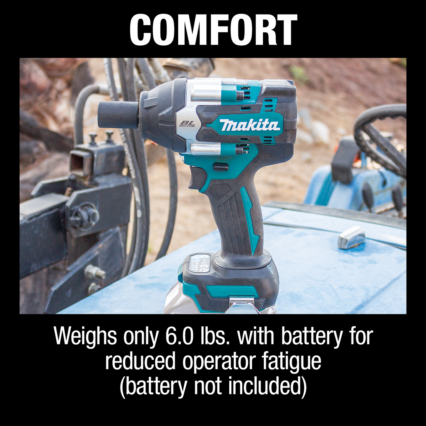 Makita XWT18Z 18V LXT® Lithium‑Ion Brushless Cordless 4‑Speed Mid‑Torque 1/2" Sq. Drive Impact Wrench w/ Detent Anvil, Tool Only