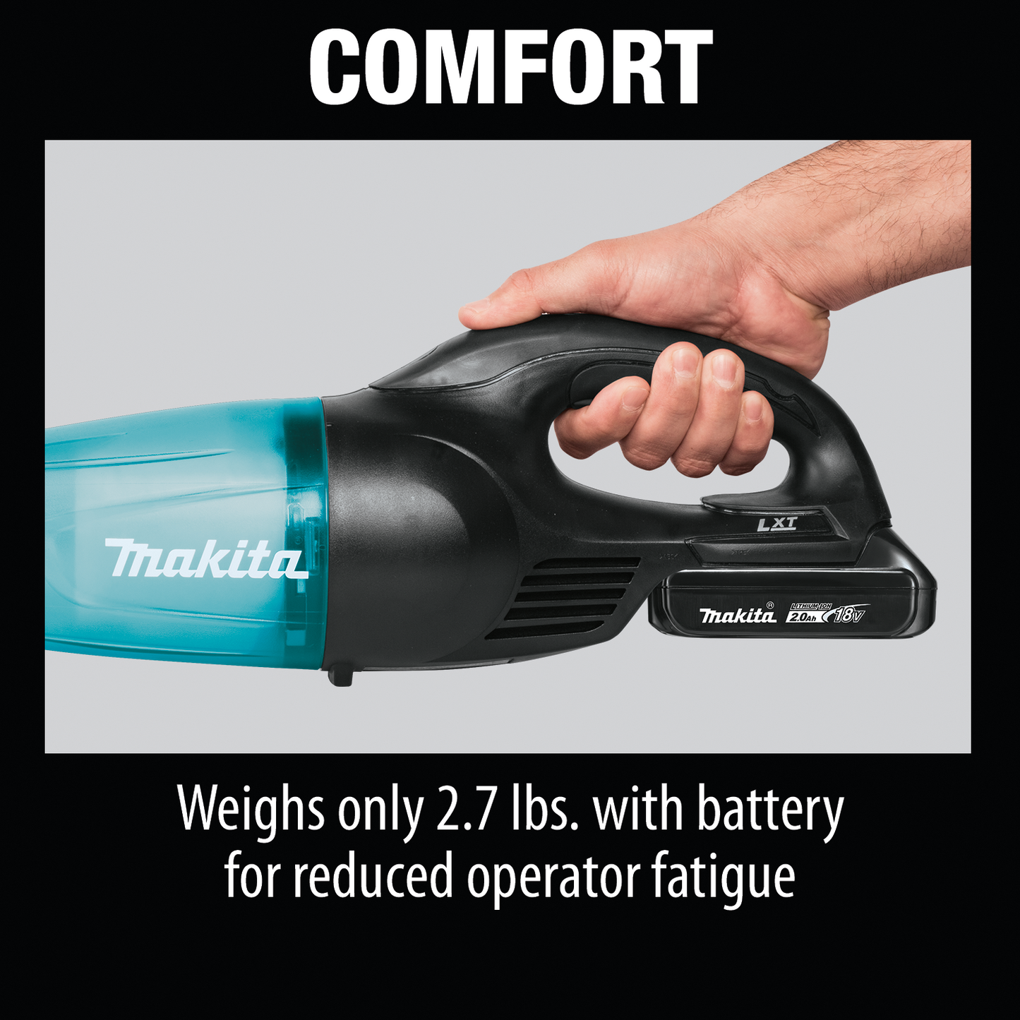 Makita XLC02R1B 18V LXT® Lithium‑Ion Compact Cordless Vacuum Kit (2.0Ah)